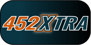 452xtra text on a dark background