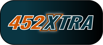 452xtra text on a dark background